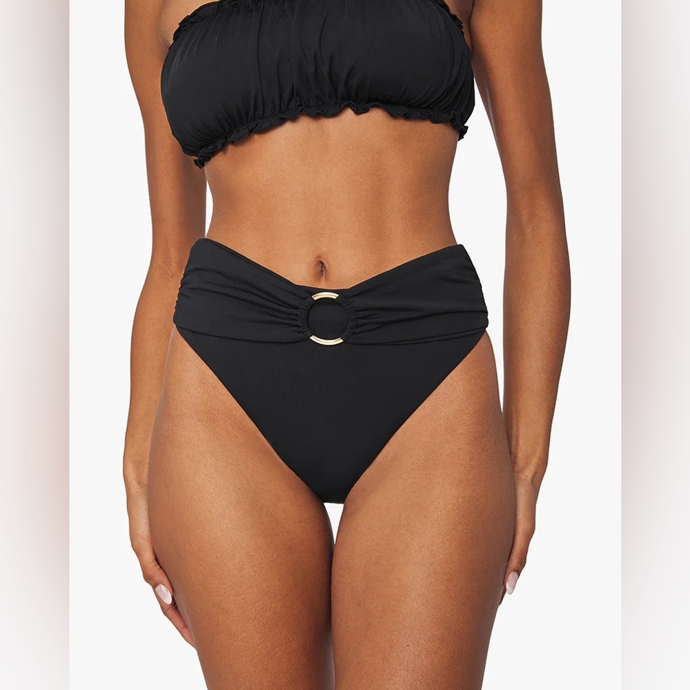 WeWoreWhat O-Ring Black High-Waisted Bikini Bottom Size M